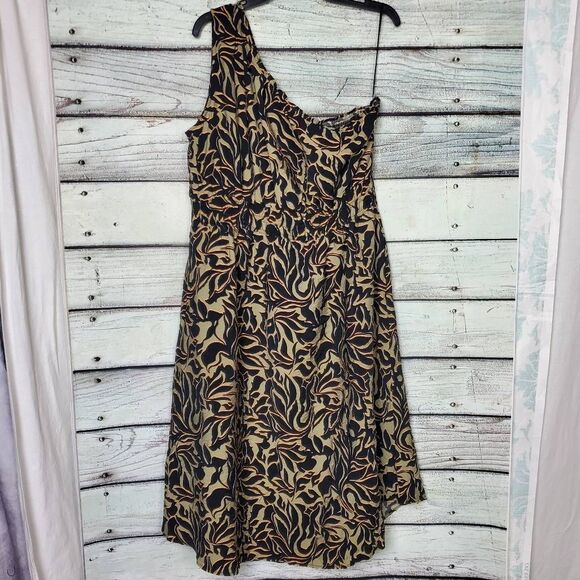 Maurices One Shoulder Printed Midi Dress Black/Beige Size XXL - Picture 1 of 6